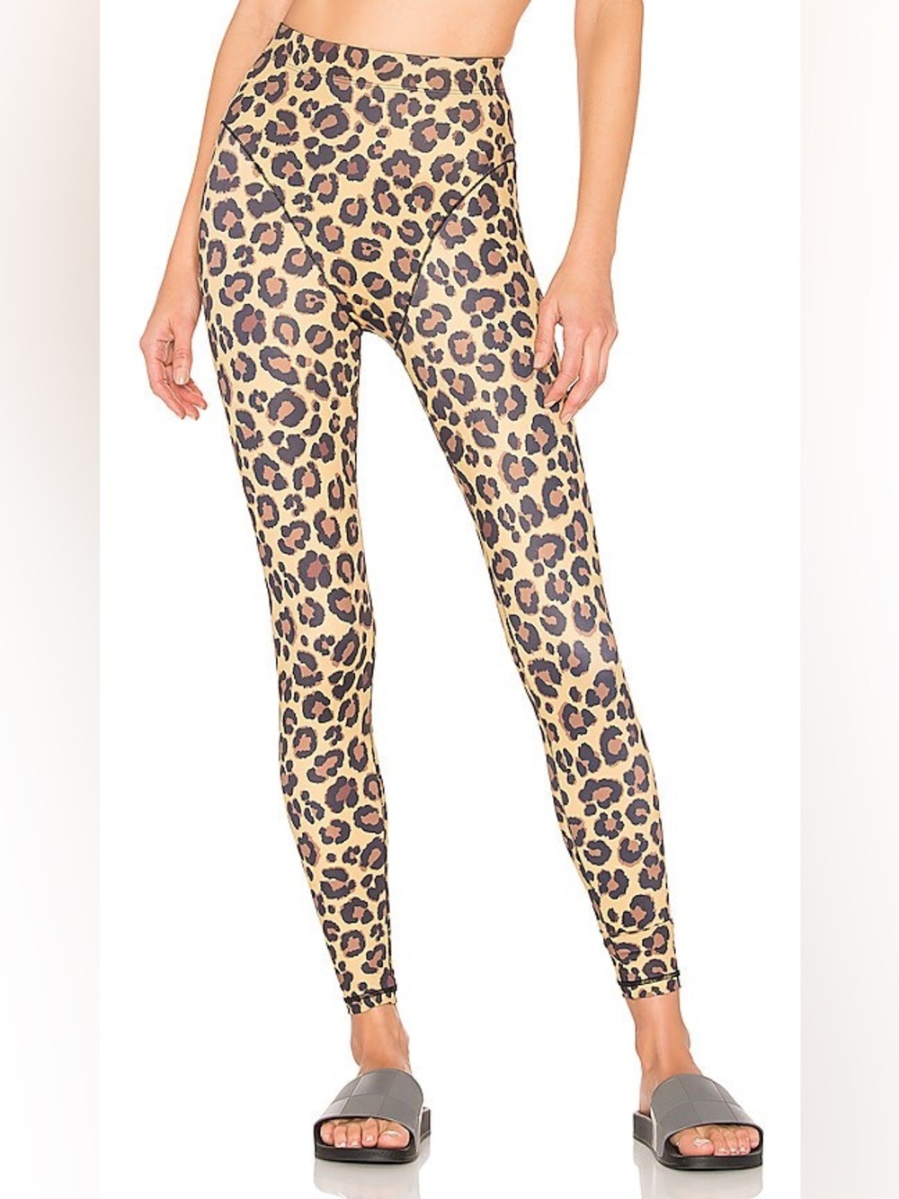 Leopard Print High-Waist Leggings - Beige/Brown